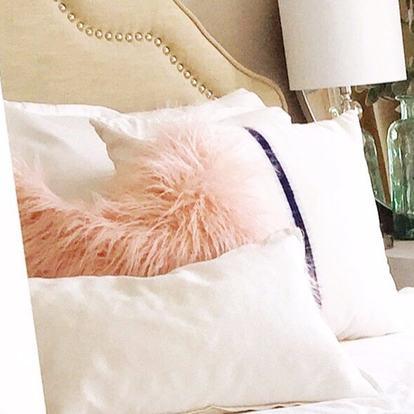 Indigo Faux Mongolian Fur Pillows - Picture 2 of 3